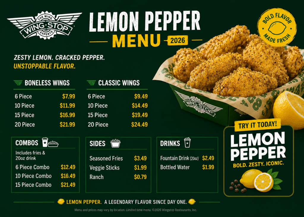 Lemon Pepper Wingstop: Complete Menu, Flavor Guide & Calories (2026) 2 Lemon Pepper Wingstop